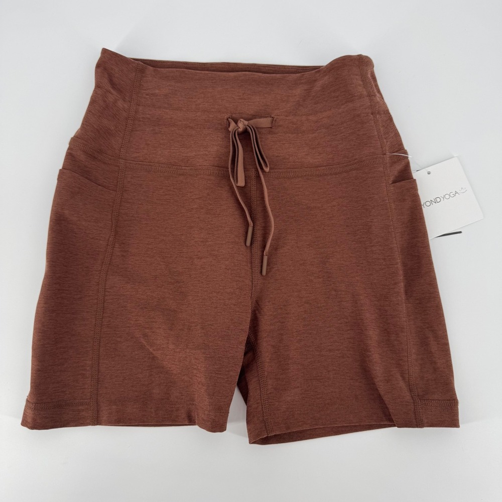 Beyond Yoga Spacedye Out of Pocket High Waisted Midi Short Brown XL SD5184 NEW
